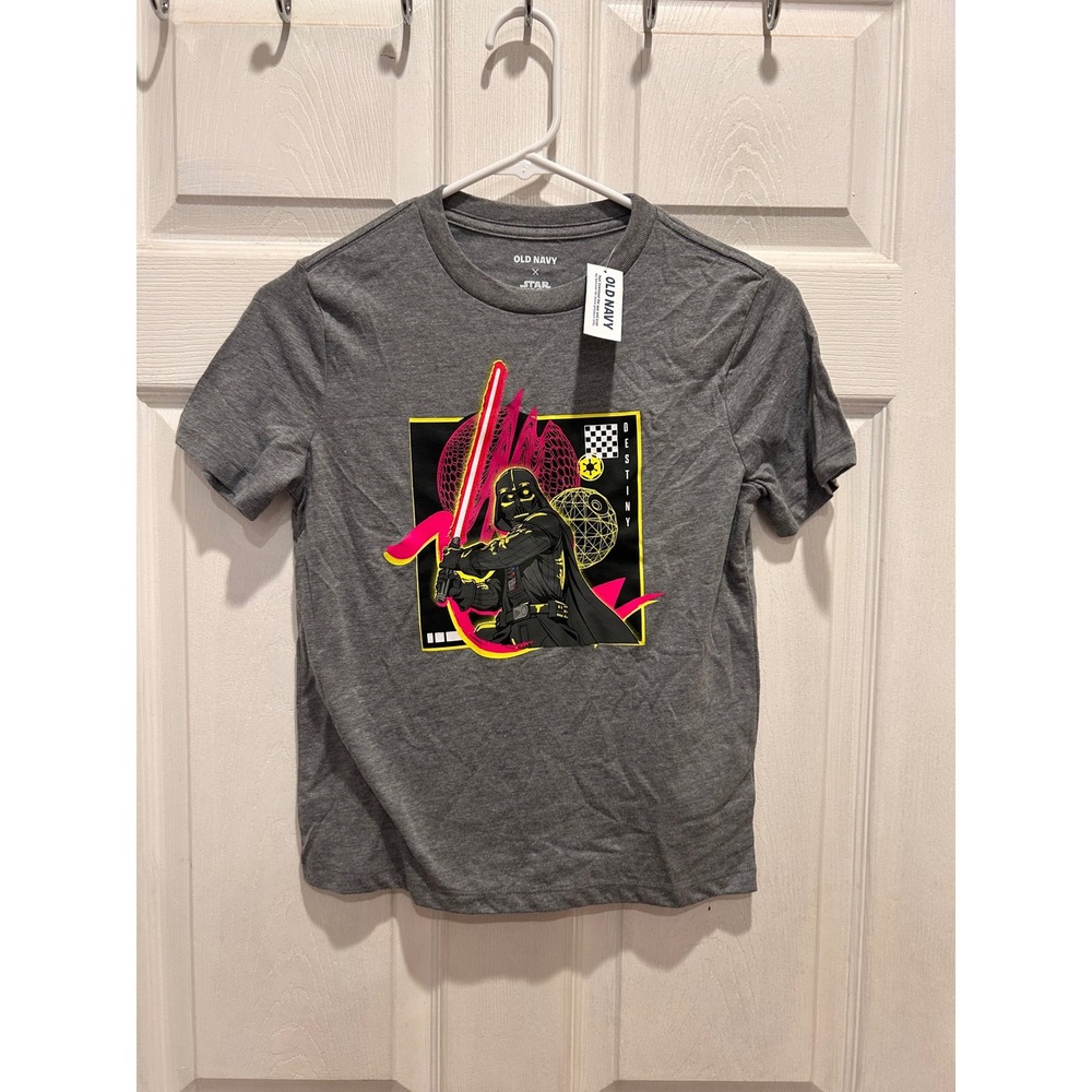 Old Navy x Star Wars Darth Vader Graphic Tee Boys Size M 8 Heather Gray NWT